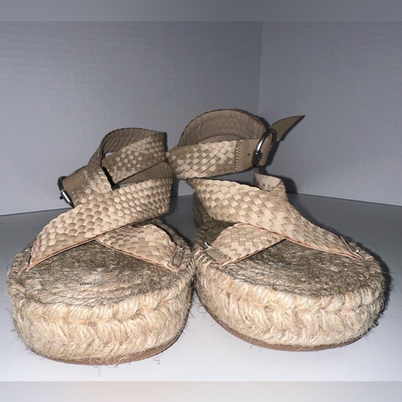 Sam Edelman Dakota Platform Sandal Natural 10.5 Woven Buckle Closure Wrap Ankle - Picture 6 of 8